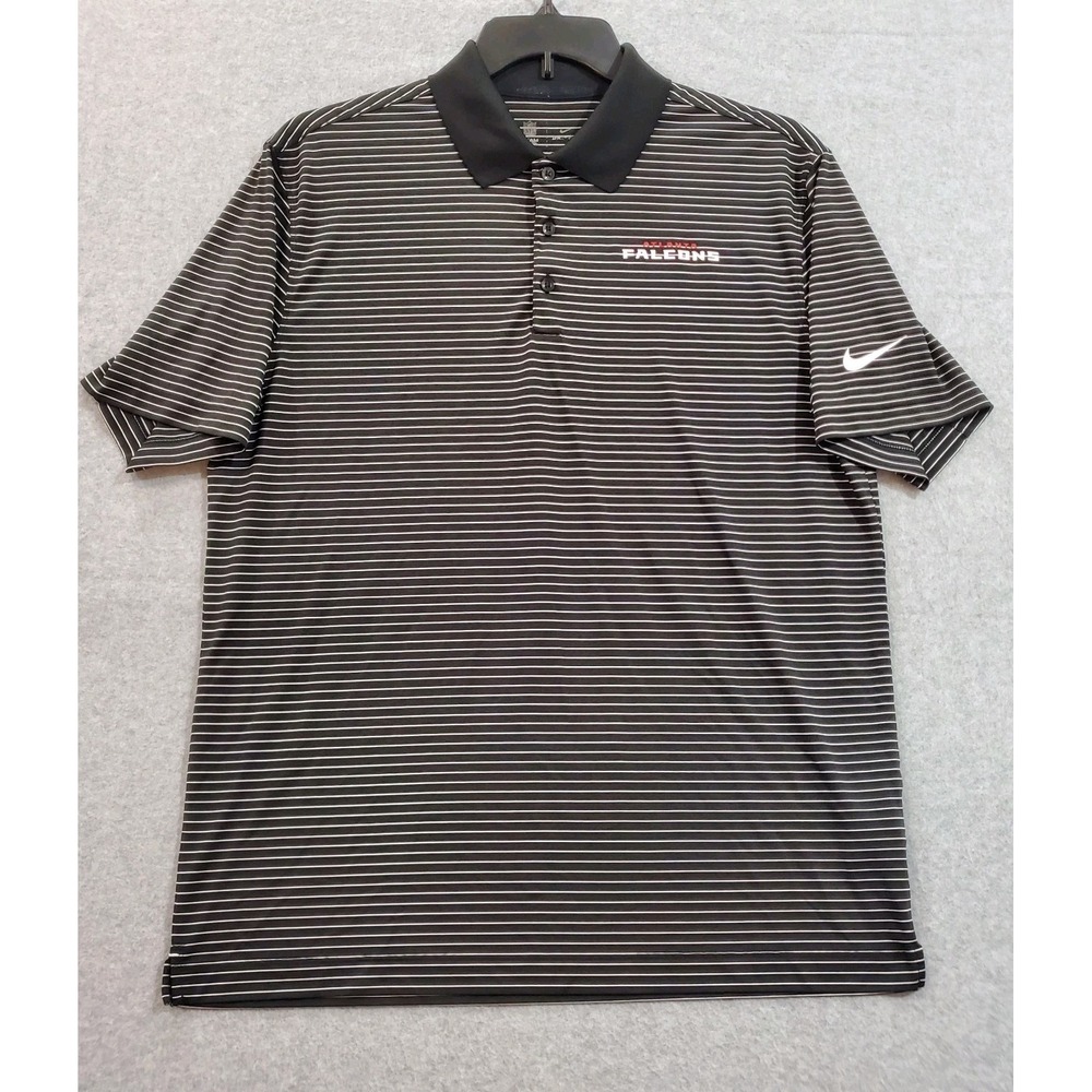 Nike Men Golf Dri-Fit NFL Atlanta Falcons Striped Polo Shirt Black AQ9254-010